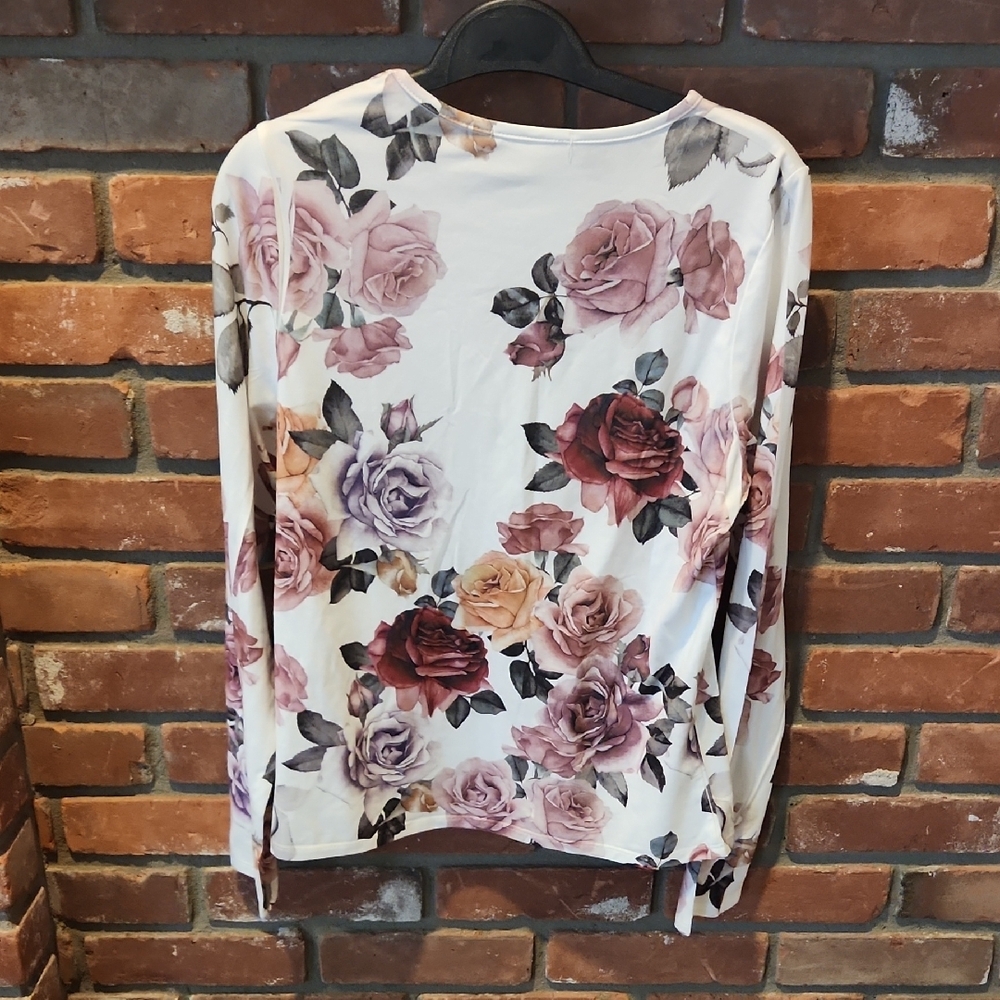 Gaze Floral Long Sleeve Blouse - White and Pink - Picture 3 of 3